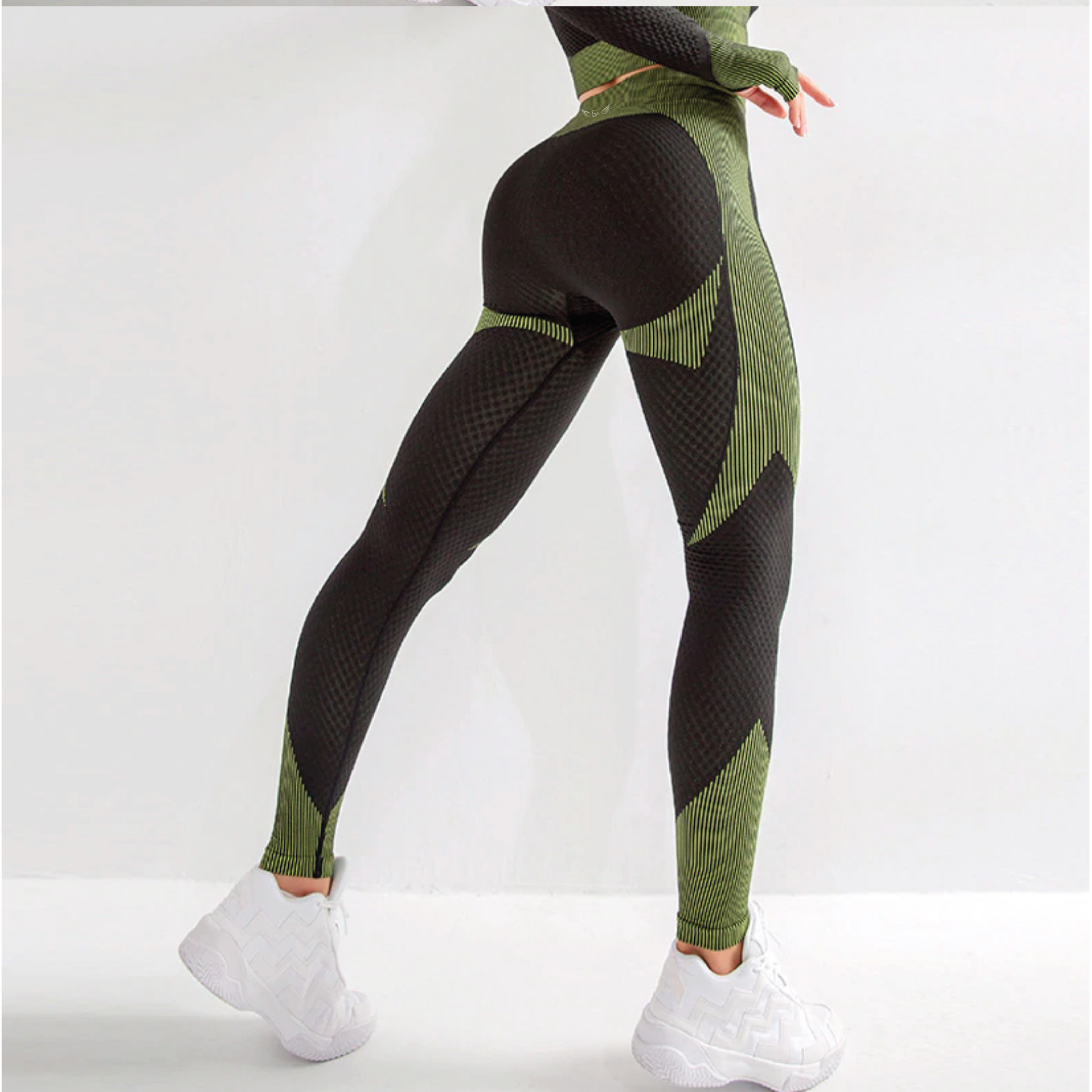 Cropped legging - Black green - Lola's sportswear
