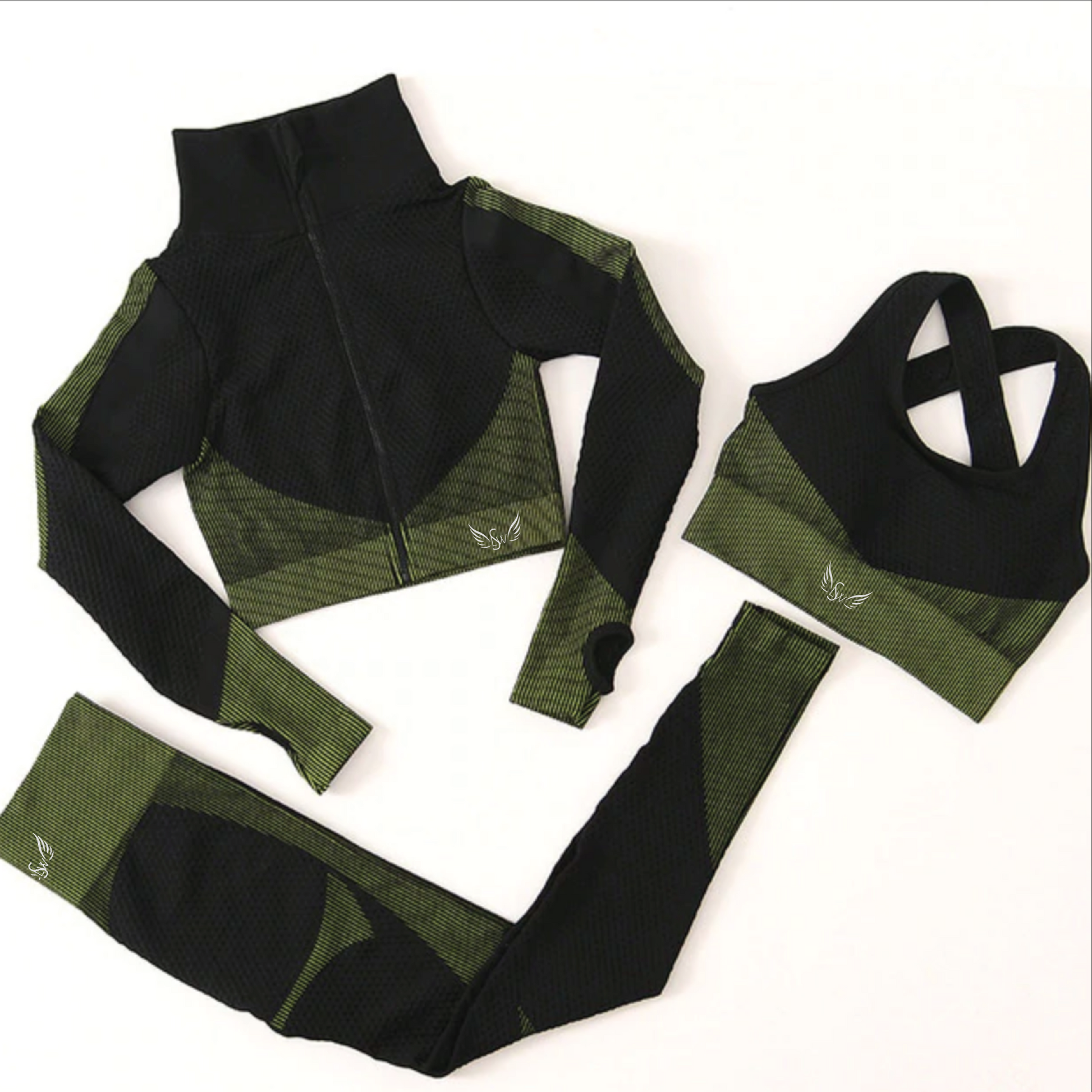 Black Green -3  Set - Lola's sportswear